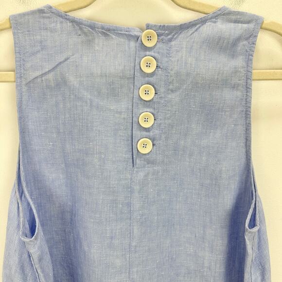 J.Crew Petite Maxine Button Back Dress Linen Shift Mini French Blue Large - Picture 12 of 12